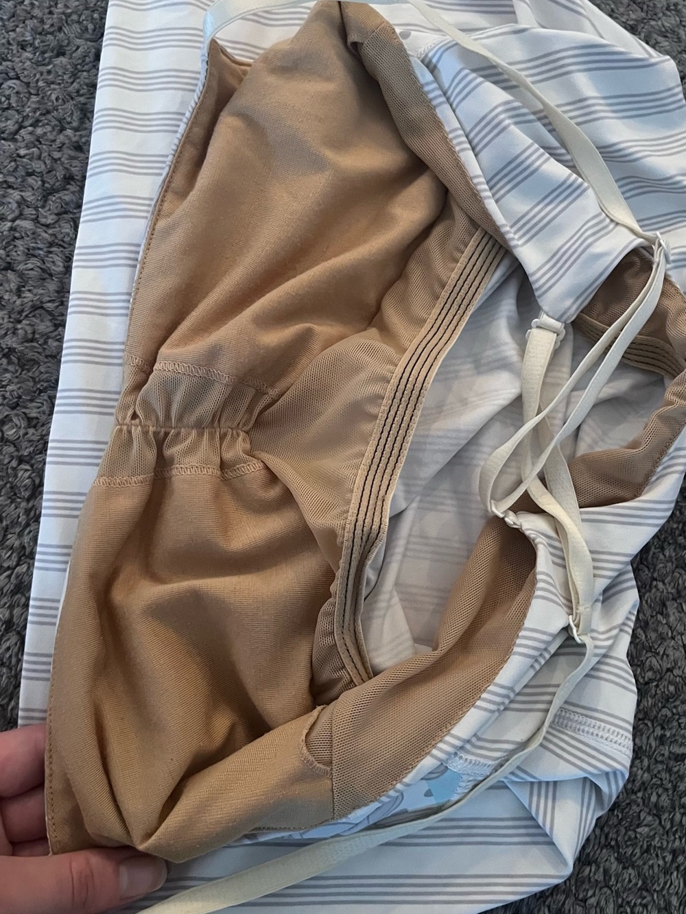 Floral Knot Front Striped LuluLemon Cami Top in Soft Blue and Gray - Picture 3 of 4